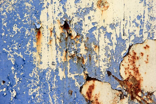 Fond Surface Rouillé Fond Métallique Corrodé Mur Métal Peint Bleu — Photo