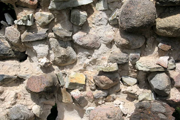Old Crumbling Masonry Wall Red Bricks Stones Old Red Brick — Stock Photo, Image