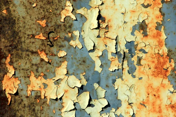 Stare Farby Uszkodzone Tło Zbliżenie Metalowa Powierzchnia Rdzą Popękaną Żółtą — Zdjęcie stockowe