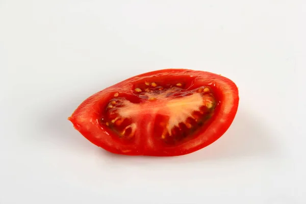 Red Tomato Slice Isolated White Background Top View Slice Tomato — Stock Photo, Image