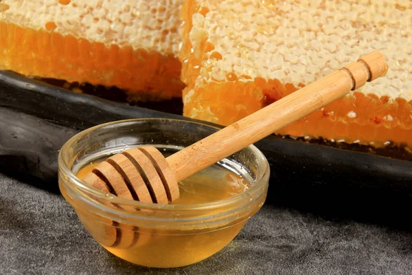 Still Life Honey Honey Jar Honeycomb Beekeeping Concept — Stock Photo, Image