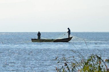 Chapala, Meksika, 23 Ocak 2015: Chapala, Jalisco, Meksika 'da balıkçı tekneleri ile balıkçılık