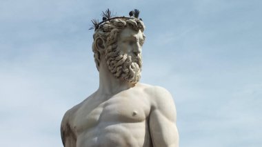 İtalya, Floransa 'daki Piazza della Signoria' da Neptün Çeşmesi