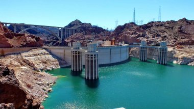 Hoover Dam and penstock towers clipart