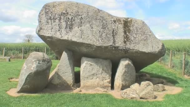 布朗希尔多门 Brownshill Dolmen 是位于爱尔兰卡洛县的巨型花岗岩顶石 — 图库视频影像