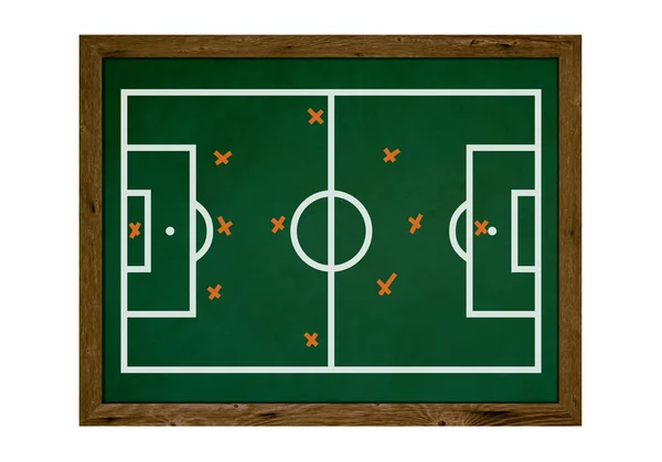Old papan tulis dengan taktik sepak bola — Stok Foto