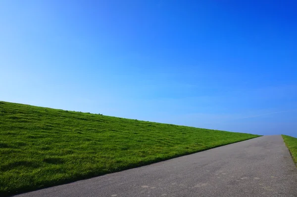 Caminho sem fim com céu azul — Fotografia de Stock