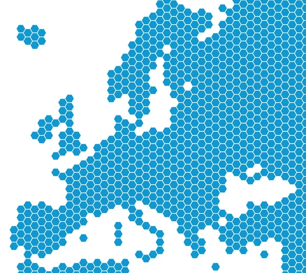 Mapa da Europa - hexágonos azuis — Fotografia de Stock