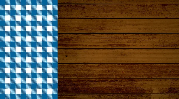 Achtergrond planken met blauw wit tafellaken — Stockfoto
