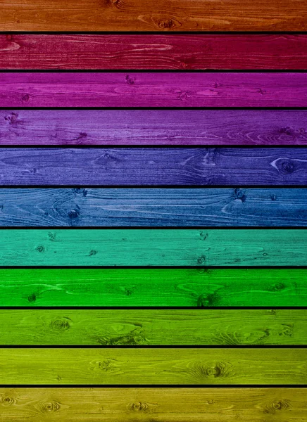 Wooden planks rainbow colors — Stock Photo, Image