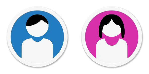 Okrągły przycisk: Użytkownik płci męskiej i żeńskiej — Zdjęcie stockowe