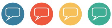 4 renkli düğme mavi, kırmızı, turuncu ve yeşil gösterim: Konuşma Balonu, İletişim, Mesaj veya Sohbet