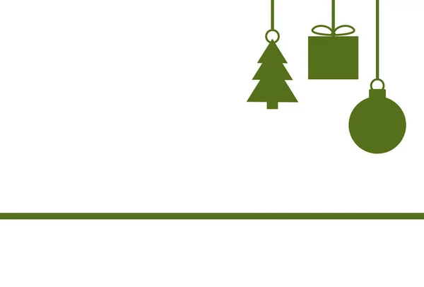 Minimalistische Grüne Weihnachten Hintergrundvorlage Mit Dekoration Und Kopierraum — Stockfoto
