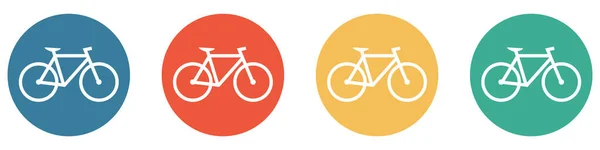 四个色彩艳丽的按钮蓝色 橙色和绿色展示 自行车 自行车 租车或骑自行车 — 图库照片