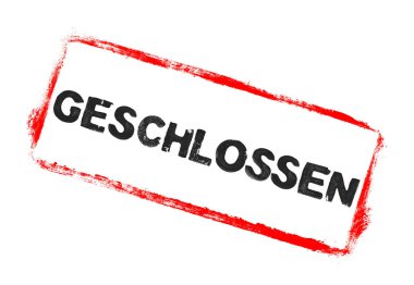 Almanca Kapalı Sancak: Siyah şablon yazılı kırmızı kauçuk çerçeve