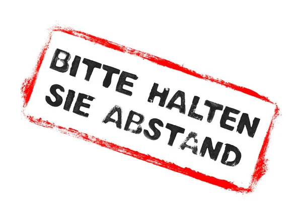 Mantenga Distancia Banner Idioma Alemán Marco Sello Goma Roja Con — Foto de Stock