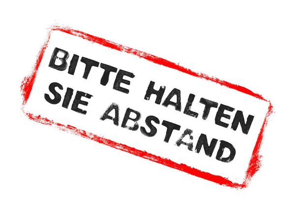 Bitte Abstand Halten Banner Roter Stempelrahmen Mit Schwarzem Grungel Text — Stockfoto