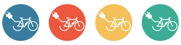 四个彩色按钮蓝色 橙色和绿色展示 电动车 电动车或电动车收费站 — 图库照片
