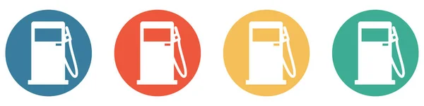 四个彩色按钮蓝色 橙色和绿色显示 加油站 燃料或汽油 — 图库照片