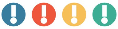 4 renkli Düğme Mavi, Kırmızı, Turuncu ve Yeşil Gösteriyor: Uyarı, Ünlem veya Alarm İşareti
