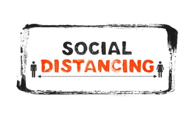 Siyah boya fırçası çerçevesi ve grunge metin Sosyal Mesafesi - Sosyal kontaklarınızı durdurun
