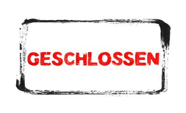 Kapalı Sancak: Almanca grunge metni içeren siyah kauçuk pul çerçevesi