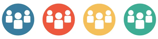 四个彩色按钮蓝色 橙色和绿色显示 用户或工作人员 — 图库照片