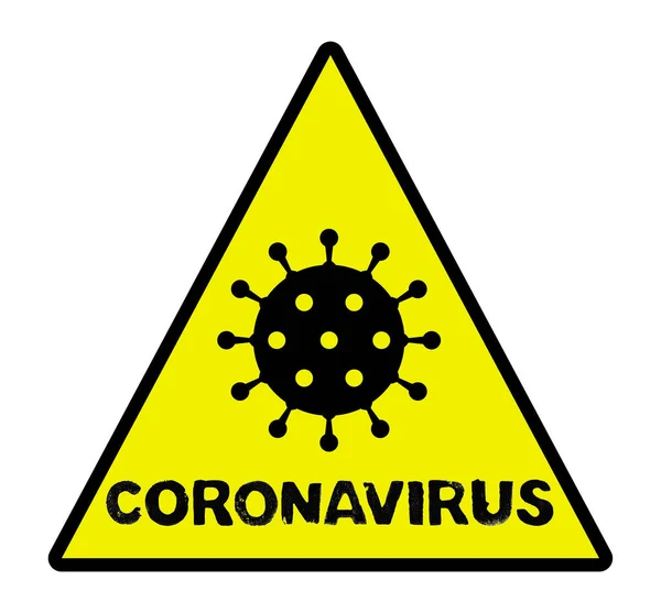 Covid Symbol Yellow Warning Sign Showing Coronavirus — Stock Photo, Image