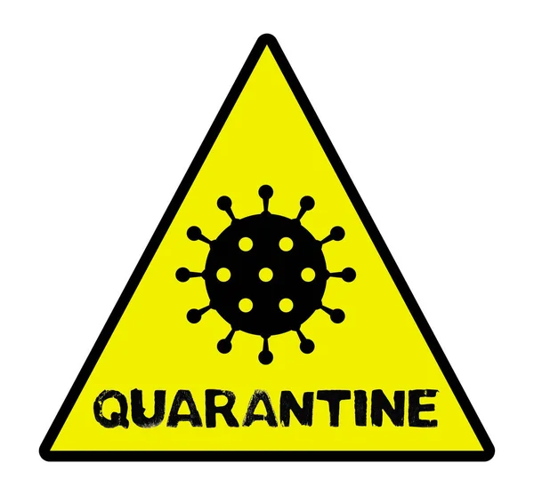 Covid Symbol Yellow Warning Sign Showing Qurantine — Stock Photo, Image