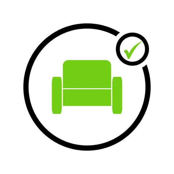 Ikona Czarnym Kole Zielonym Znakiem Pokazującym Fotel Jest Dostępny Proszę — Zdjęcie stockowe