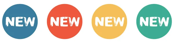 4カラフルなボタン青 オレンジ 緑のショー 新しい — ストック写真