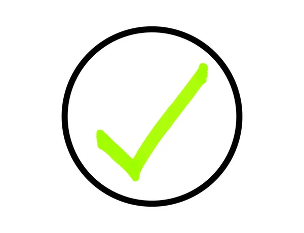 Schwarzes Kreis Symbol Mit Grünem Handgemaltem Zeckensymbol — Stockfoto