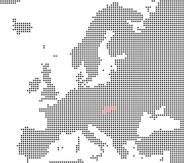 Slovakya gösterilen Avrupa Haritası piksel