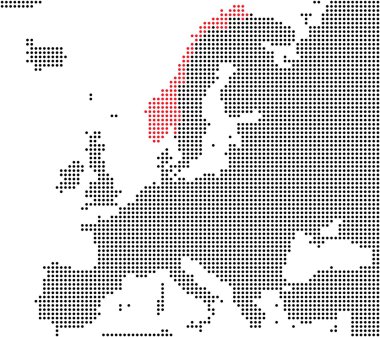 Norveç gösterilen Avrupa Haritası piksel