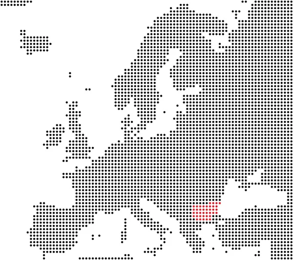 Pixel map of europe showing Bulgaria — Stock Photo, Image