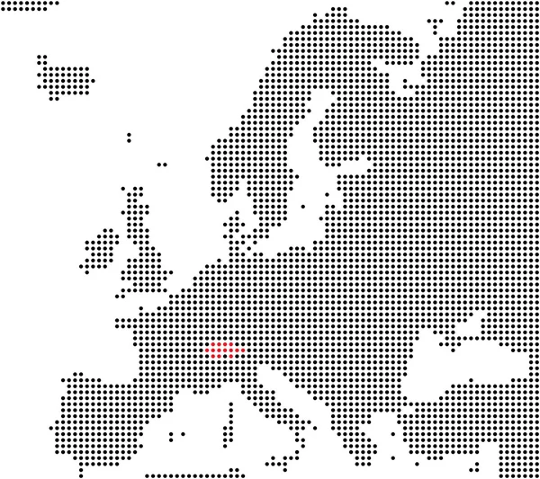 Pixel map of europe showing Switzerland — Stock Photo, Image