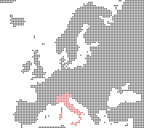 Pixel mapa de Europa mostrando Italia —  Fotos de Stock