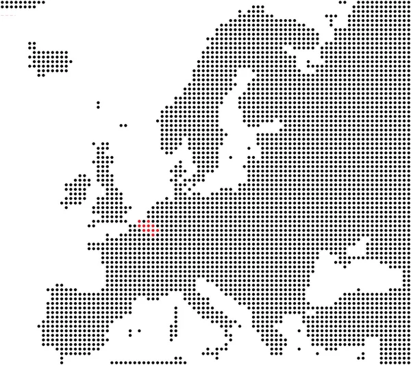 Pixel mapa de Europa mostrando Bélgica — Fotografia de Stock