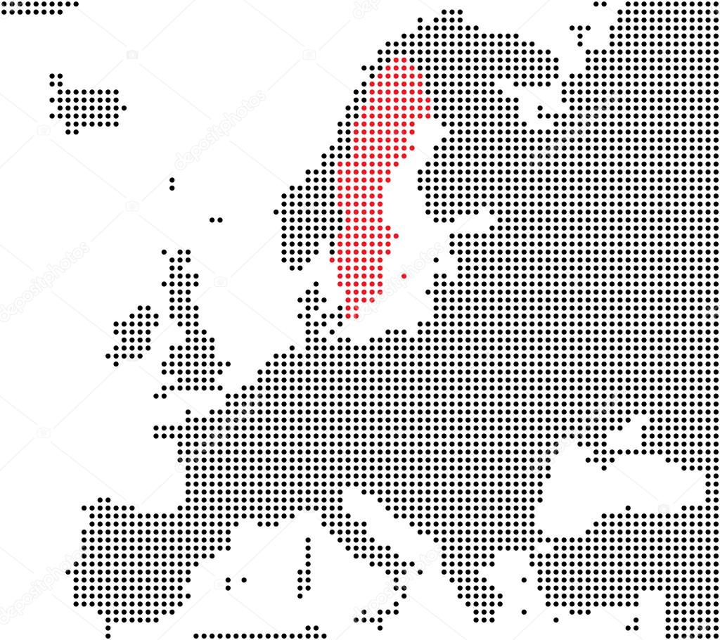 Pixel map of europe showing Sweden