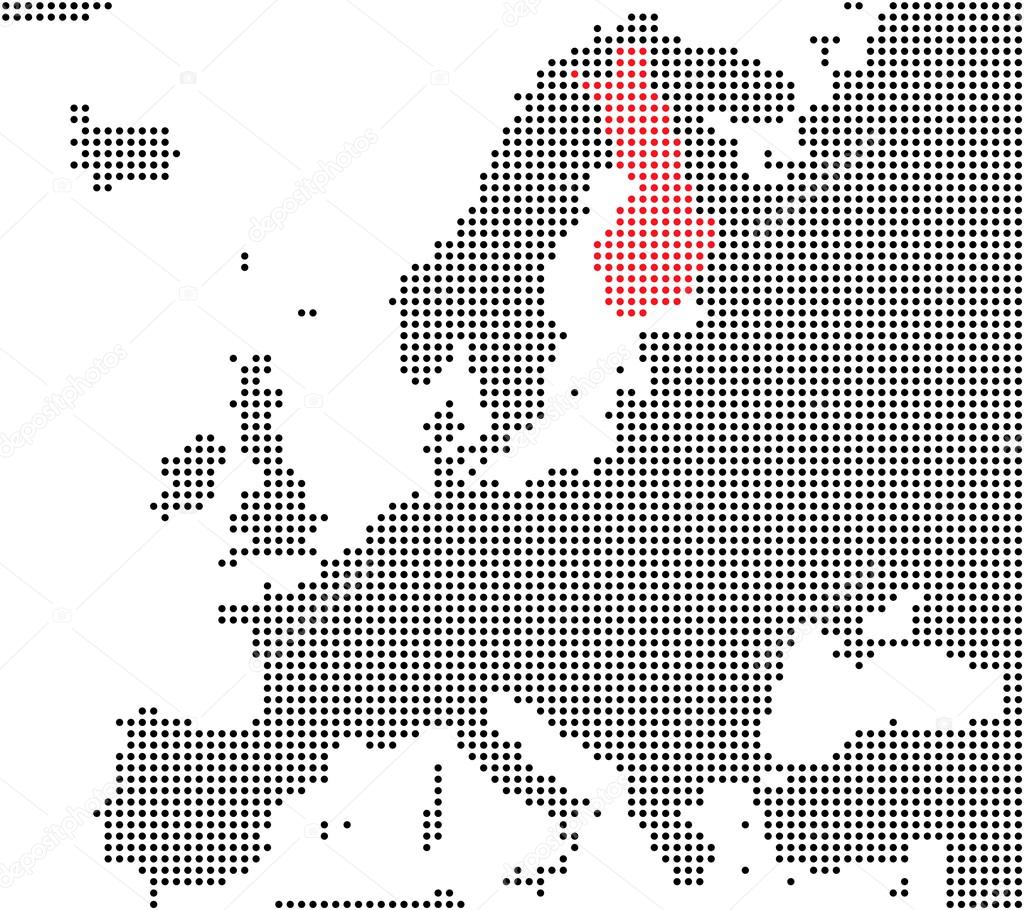 Pixel map of europe showing Finland