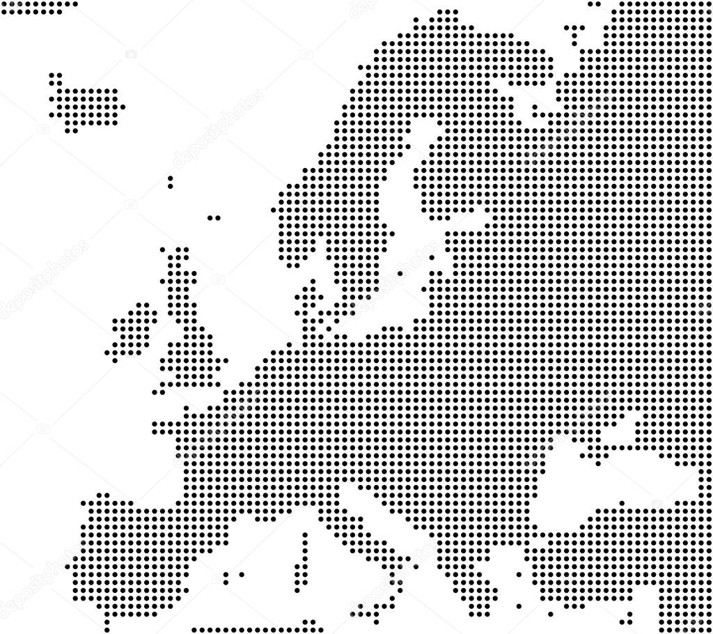 Black Pixel Map of Europe