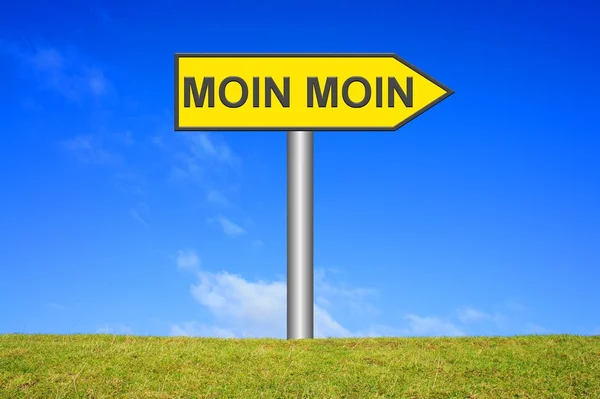 Signpost - moin moin — Stock Photo, Image