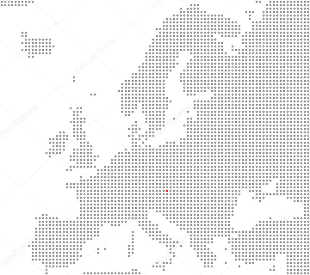 Position of city Vienna - Pixel Map Europe
