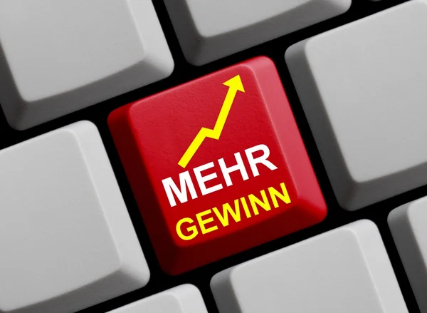 Computertastatur mit Symbol, das mehr Gewinn zeigt — Stockfoto