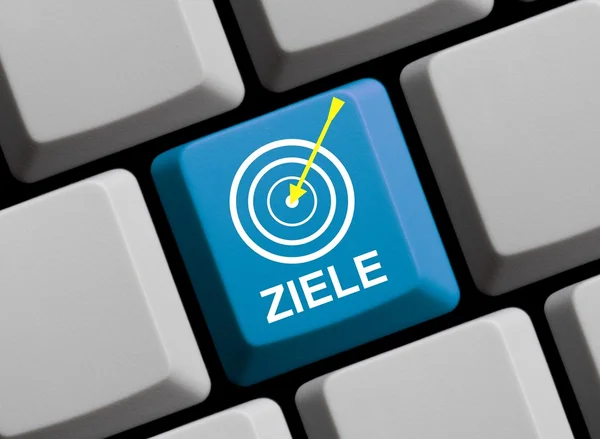 Computertastatur mit Symbol, das Ziele zeigt — Stockfoto