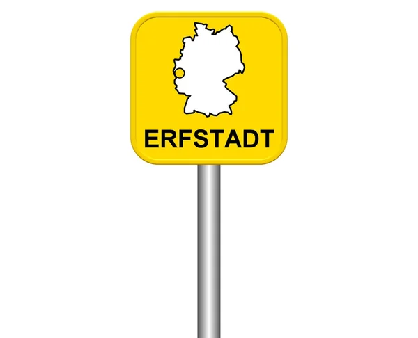 Ortsschild der deutschen Stadt Erfstadt — Stockfoto