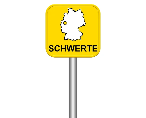 Ortsschild der deutschen Stadt Schwerte — Stockfoto