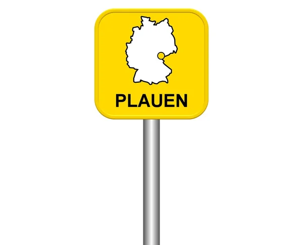 Городской знак немецкого города Плауэн — стоковое фото