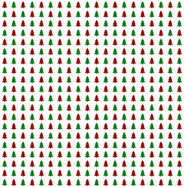 White Christmas Background with red and green christmas trees illustration — Stock Photo, Image