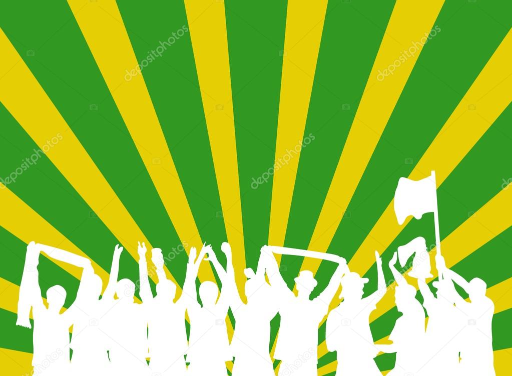 Celebrating Party people with green and yellow background